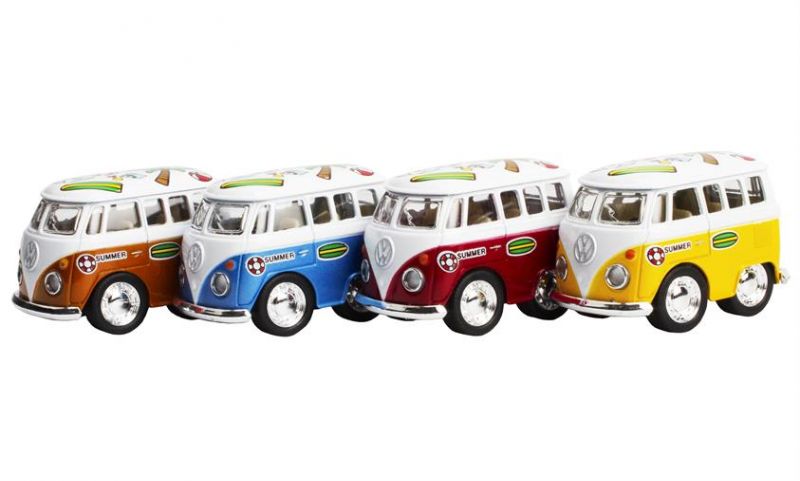 Magni Klassisk Vw Bus Pull Back Gul  Rød  Blå  Orange Gul