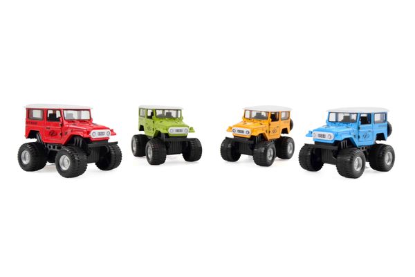 Magni  Monster Truck Med Pull Back Rød  Grøn  Blå   Gul Rød