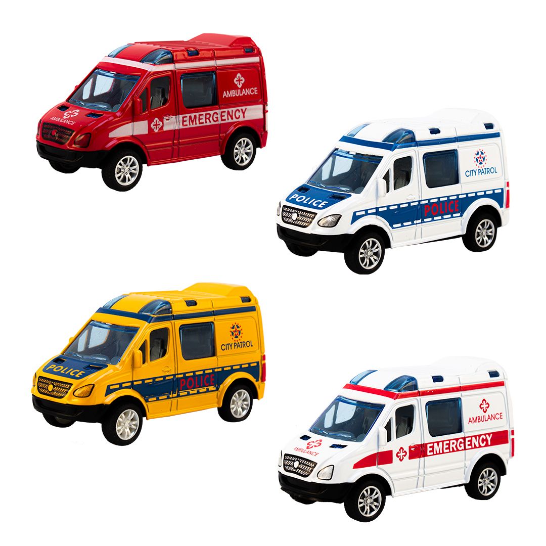 Magni Udrykningskøretøjer Med Pullback Ambulance Rød