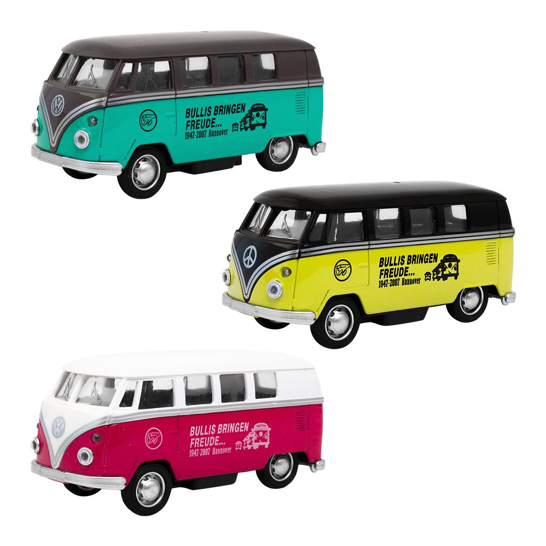 Magni Vw Bus Pull Back Grøn  Gul   Pink Grøn