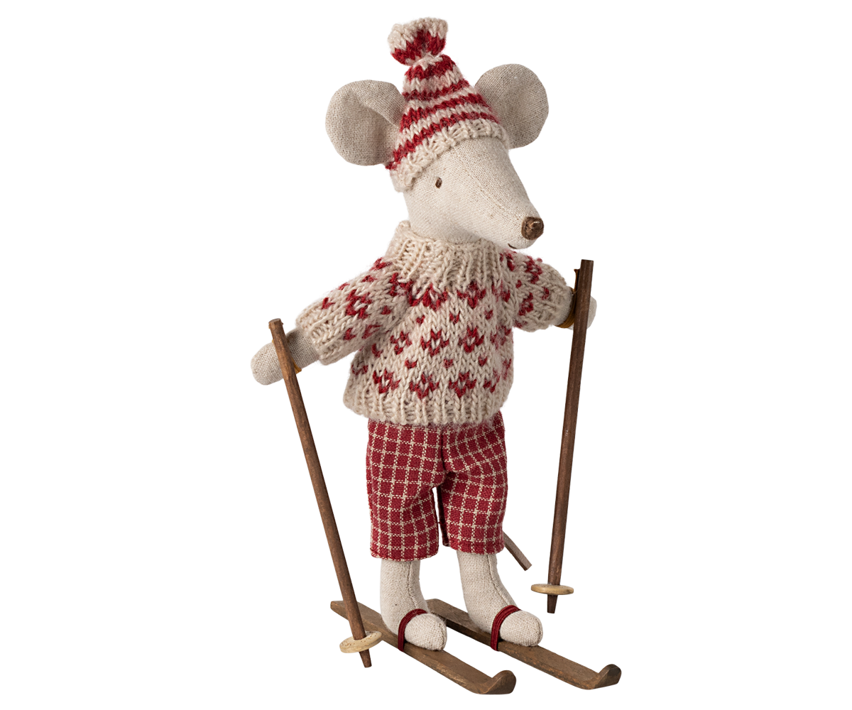 Maileg Vintermus Med Ski Mor