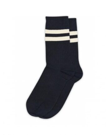 Mp Dame Rib Strømper   Bomuld Med Striber Navy 37 39