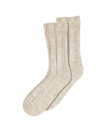 Mp Strømper  Bløde Dame Ribstrømper   Uld Bambusviskose Light Brown Melange 40 42