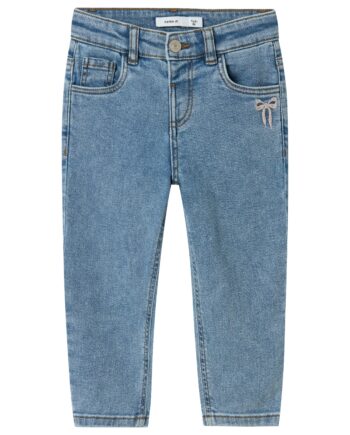 Name It Bella Mom Jeans Medium Blue Denim Bow Embroidery 80 Cm