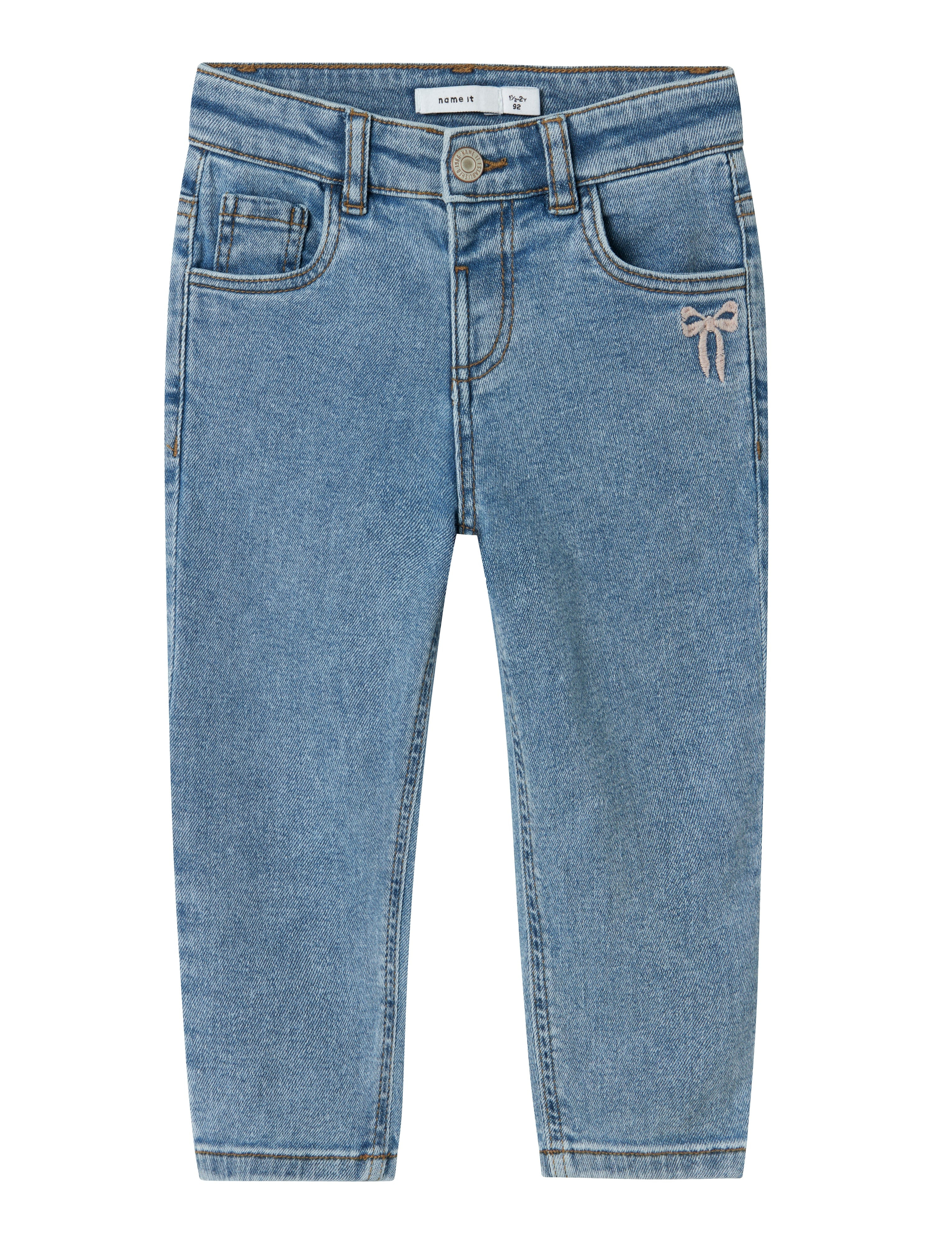 Name It Bella Mom Jeans Medium Blue Denim Bow Embroidery 80 Cm