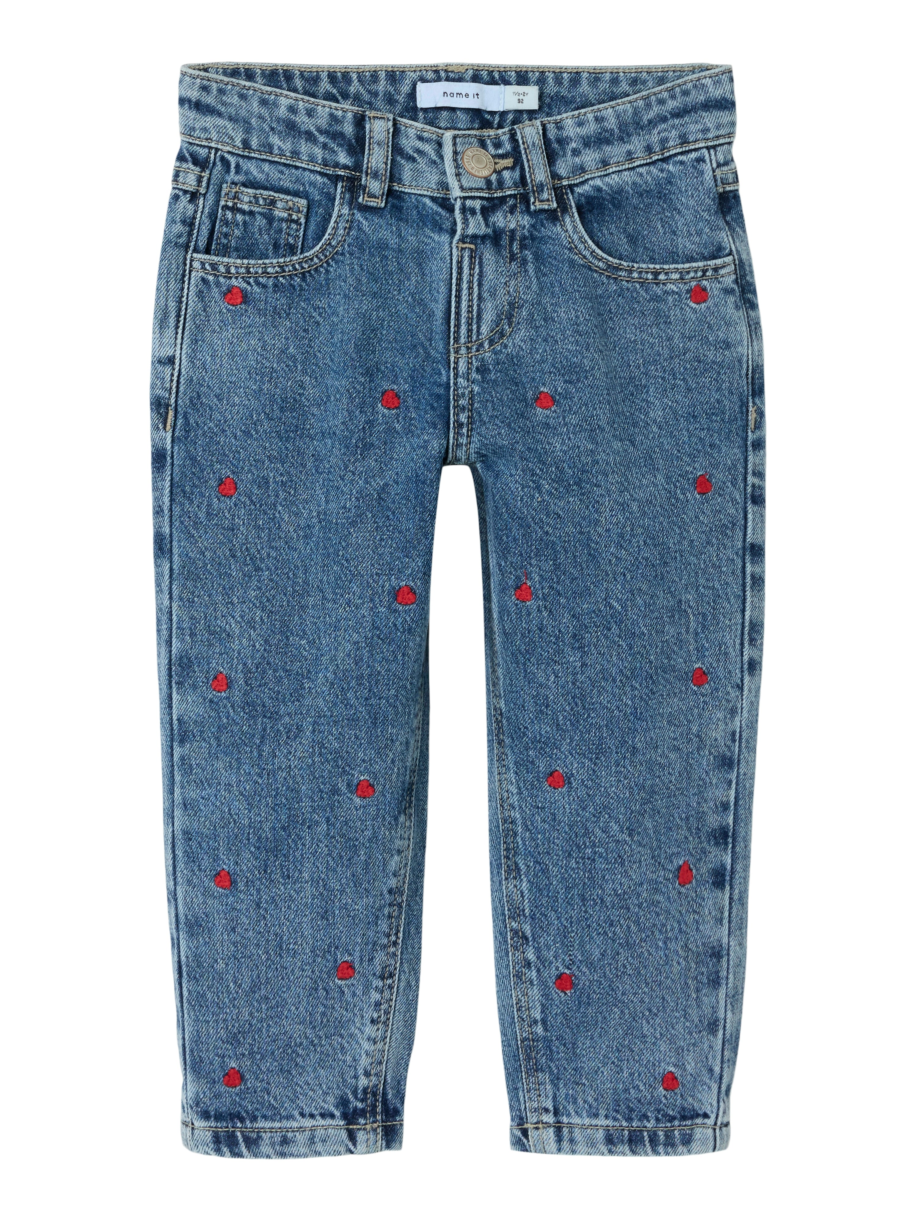 Name It Bella Mom Jeans Medium Blue Denim Heart 86 Cm