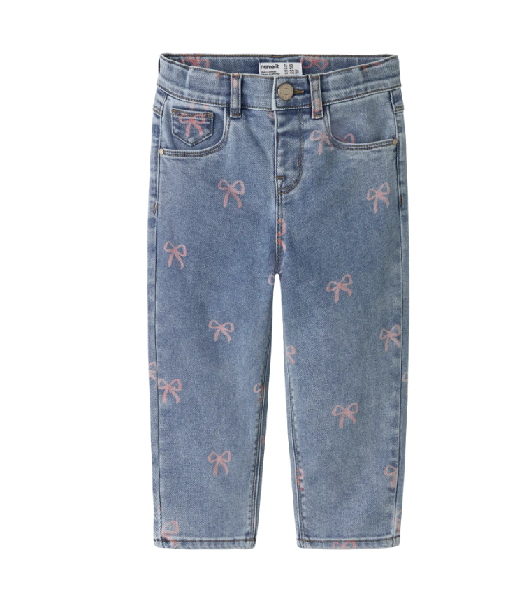 Name It Bella Mom Shaped Jeans Noos Medium Blue Denim Bow 80 Cm