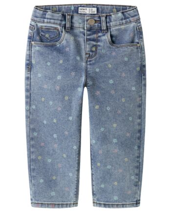 Name It Bella Mom Shaped Jeans Noos Medium Blue Denim Flower 92 Cm