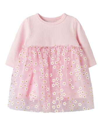 Name It Floral Ls Dress Cradle Pink 62 Cm