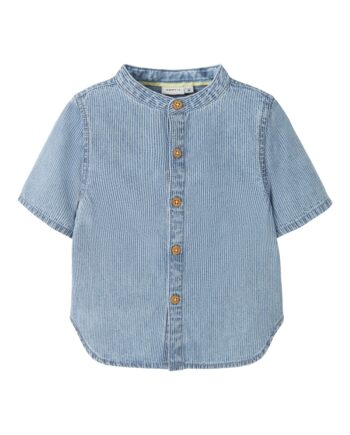 Name It Hans Stripe Denim Ss Shirt Light Blue Denim 92 Cm