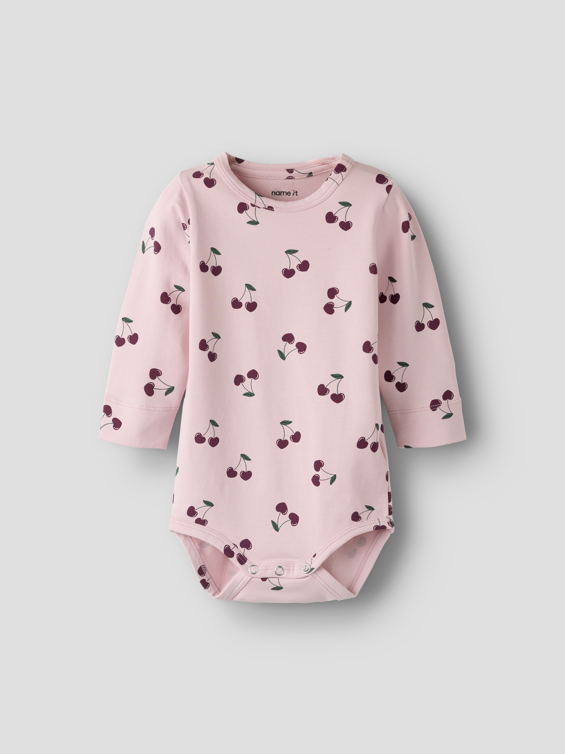 Name It Langærmet Body Med Kirsebær Print Str 56-92 Lyserød
