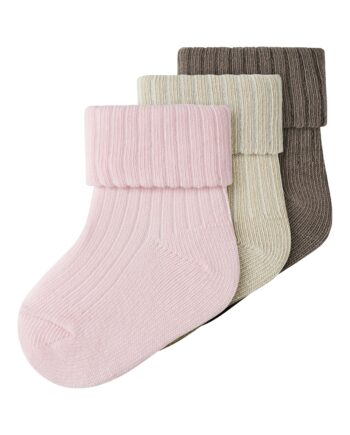 Name It Nobba   Pack Strømper Almond Milk Brown Lentil Cradle Pink 50 56 Cm