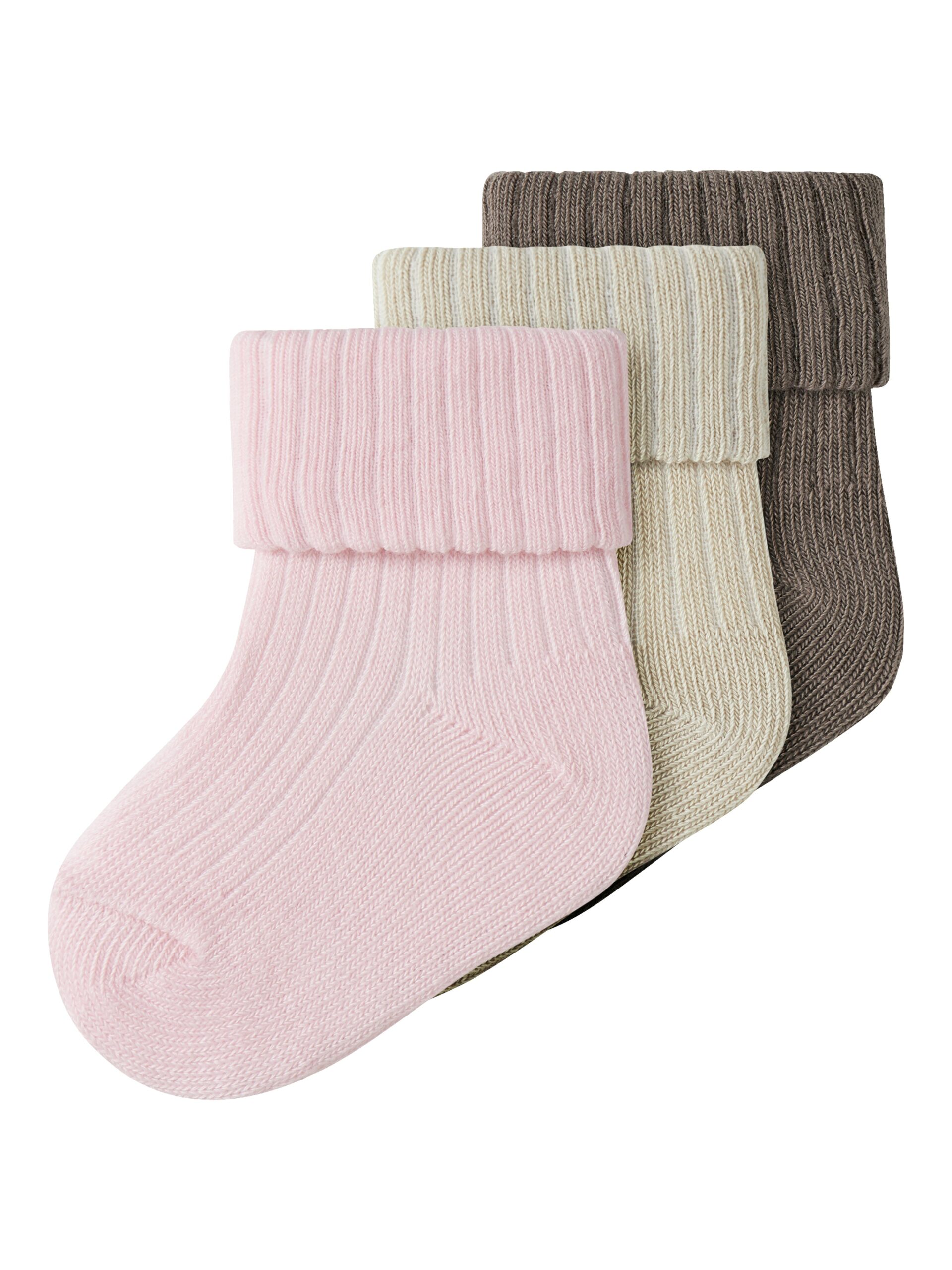 Name It Nobba Pack Strømper Almond Milk Brown Lentil Cradle Pink 50 56 Cm
