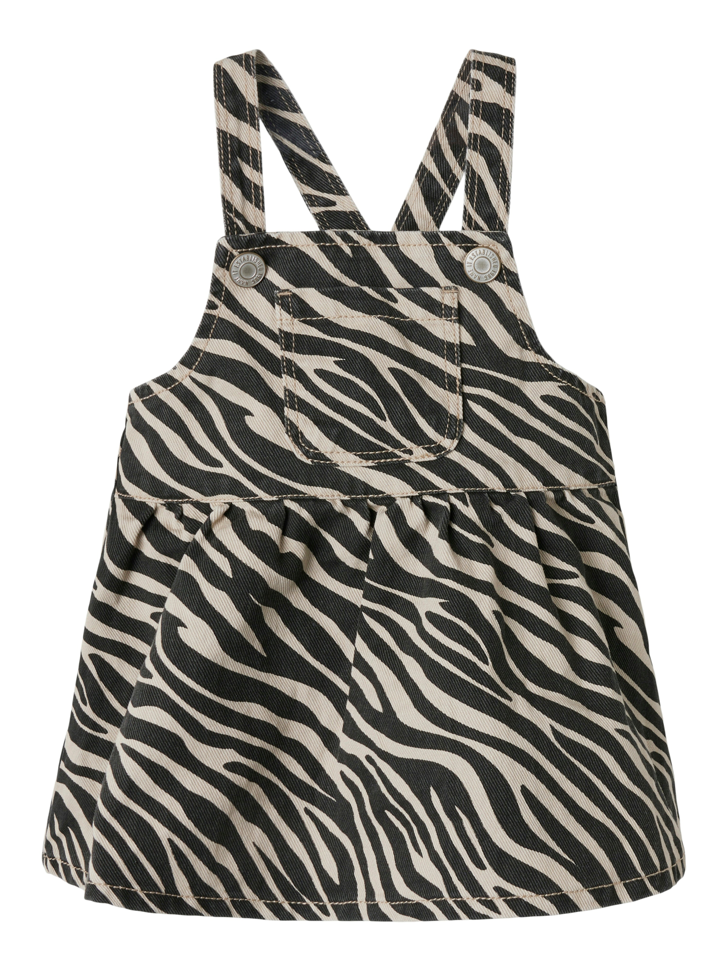 Name It Oda Twill Bibskirt Cement Zebra 50 Cm