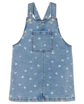 Name It Rosa Denim Spencer Dress  Medium Blue Denim Hearts 92 Cm