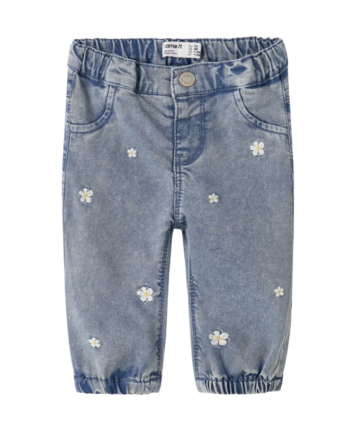 Name It Rose Mom Jeans Light Blue Denim Flowers 56 Cm