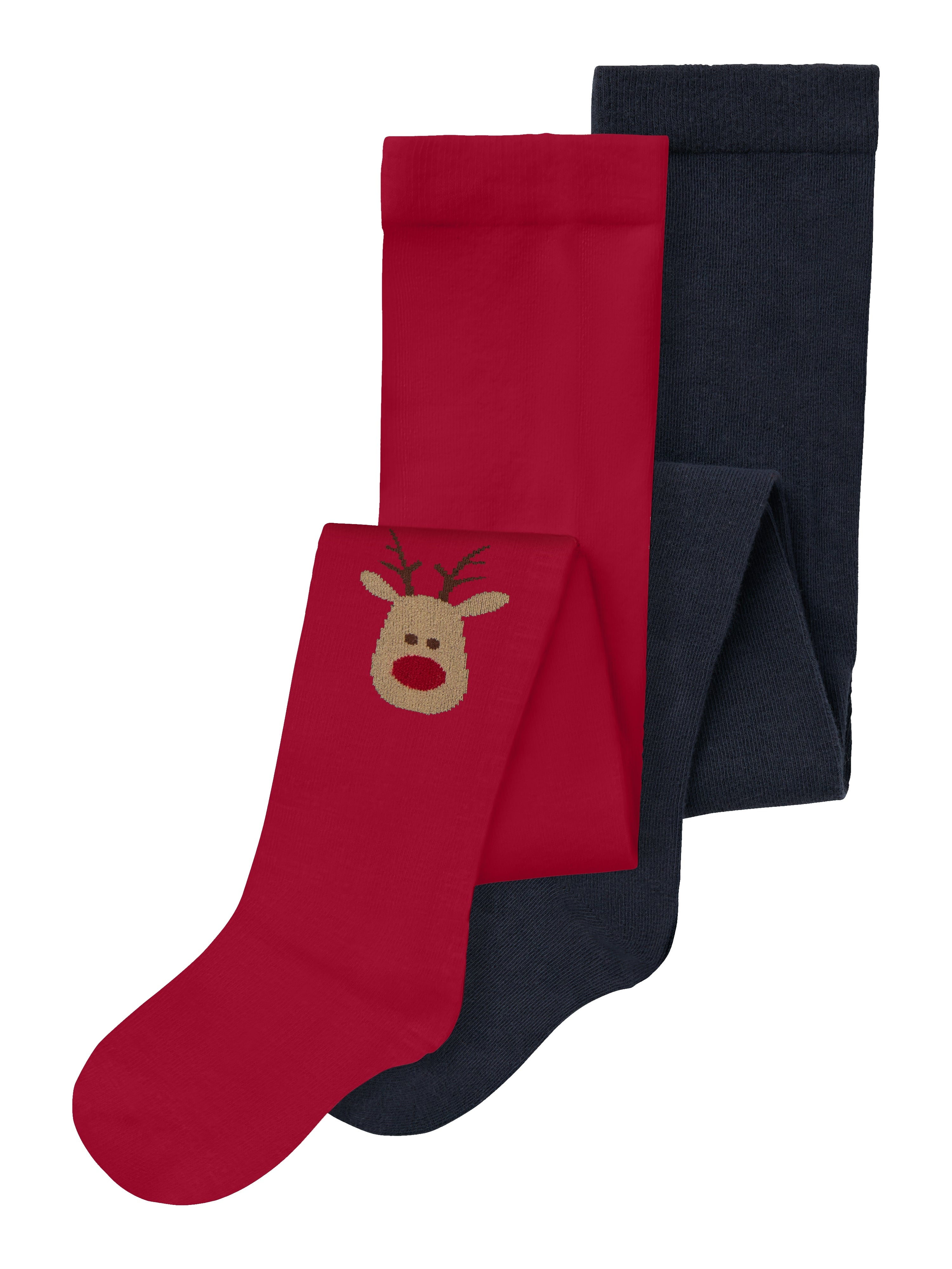 Name It Vichristmas   Pak Strømpebukser  Dark Sapphire Jester Red 80 86