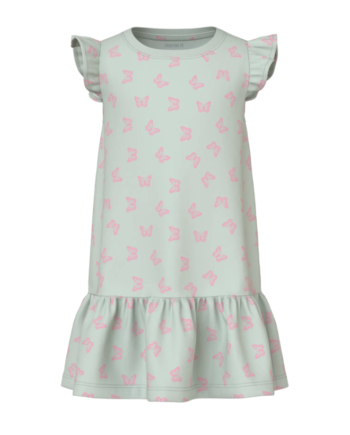 Name It Vida Dress Pale Aqua Pink Butterflies 92 Cm
