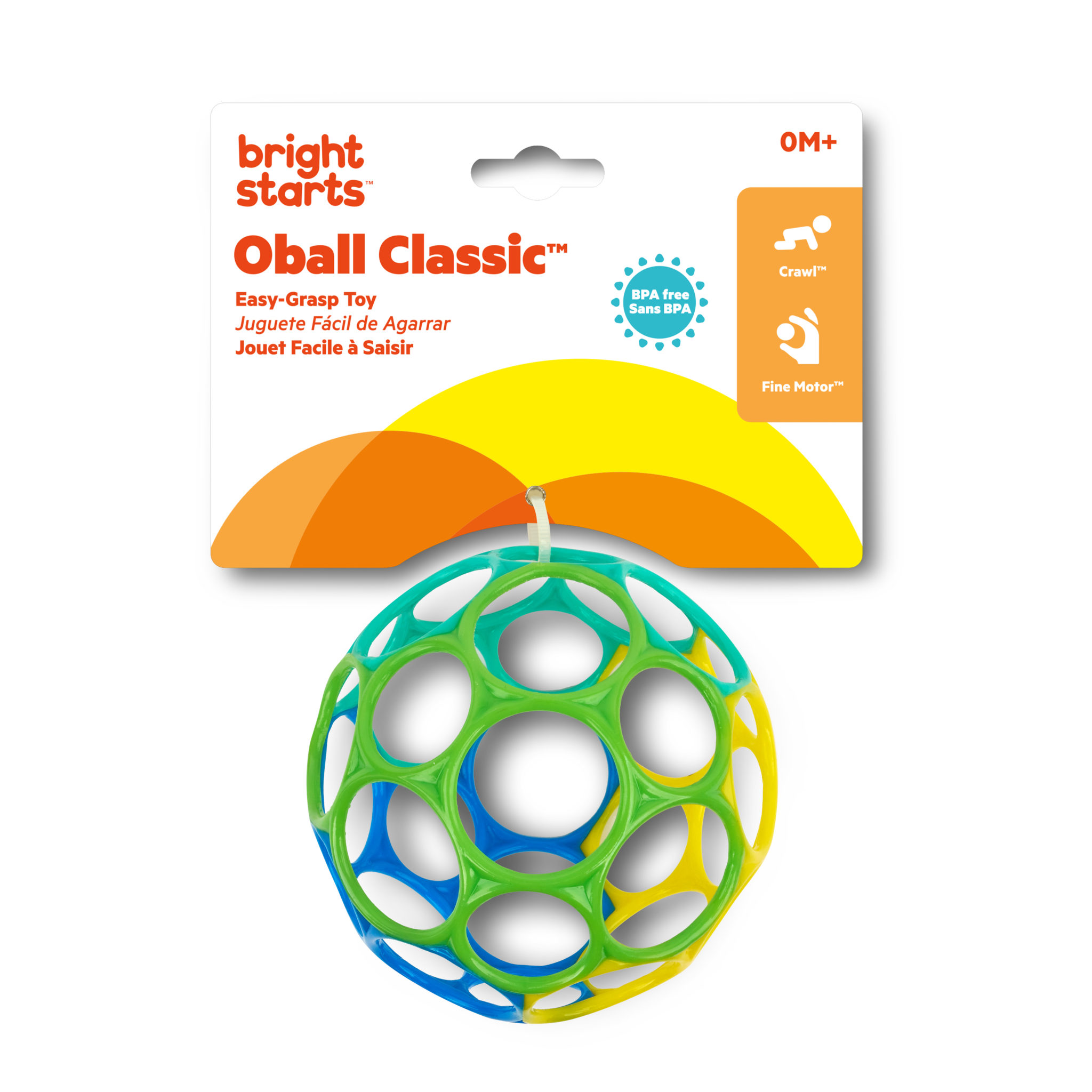 Oball Classic Bold 10 Cm Bright Starts Blå Grøn Lilla Turkis