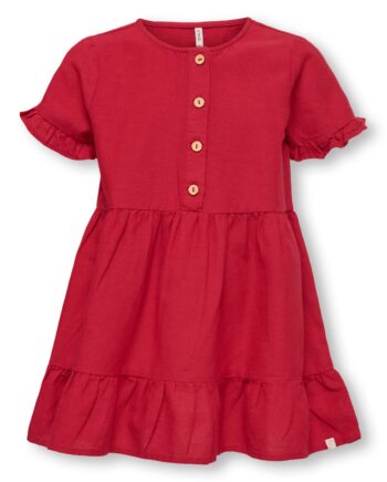 Only Mini Annabell Linen Dress Equestrian Red 92 Cm