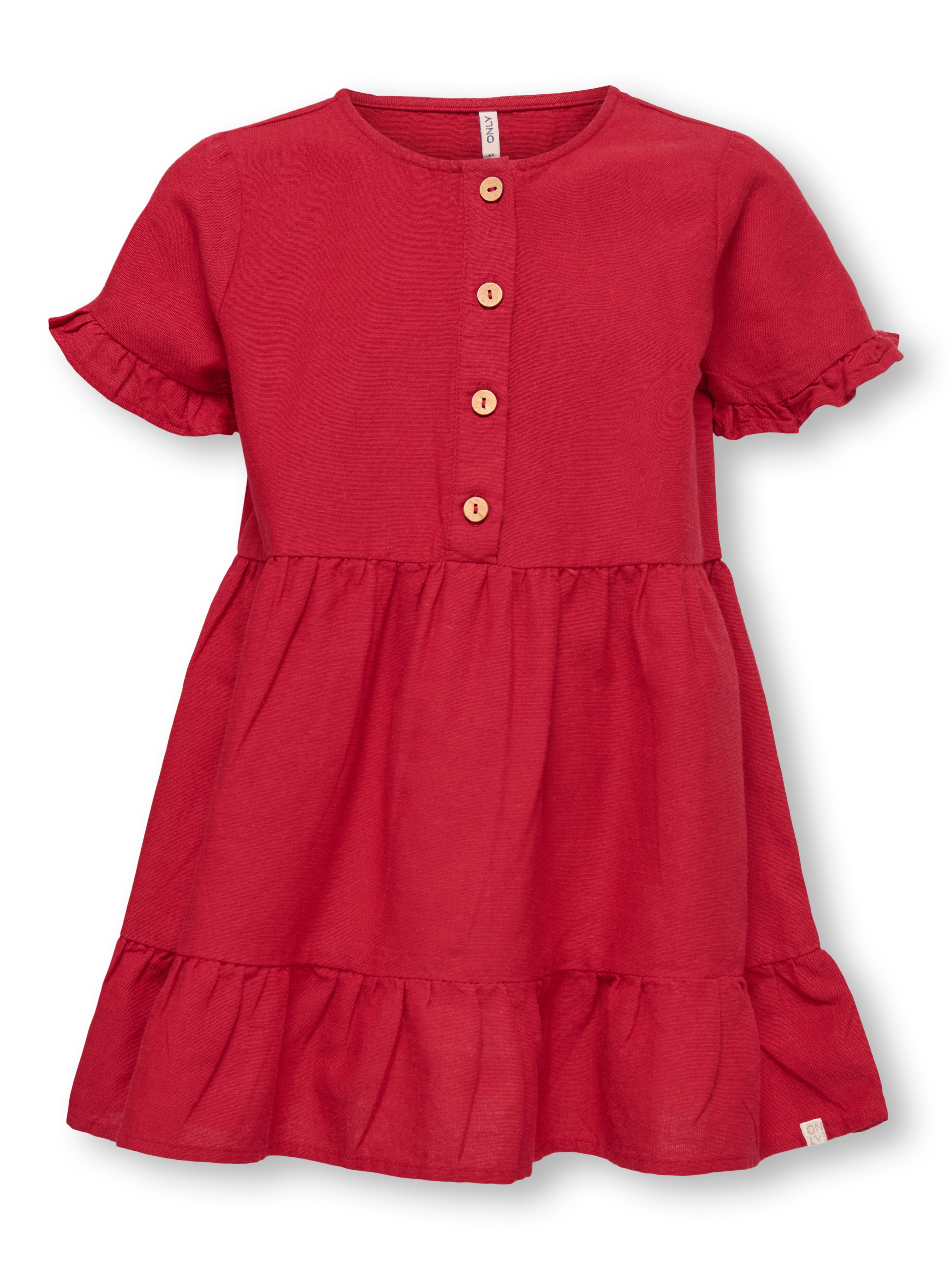 Only Mini Annabell Linen Dress Equestrian Red 92 Cm