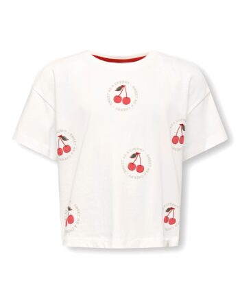 Only Mini Charlotte Life Ss Loose Top Cloud Dancer Fruit 92 Cm