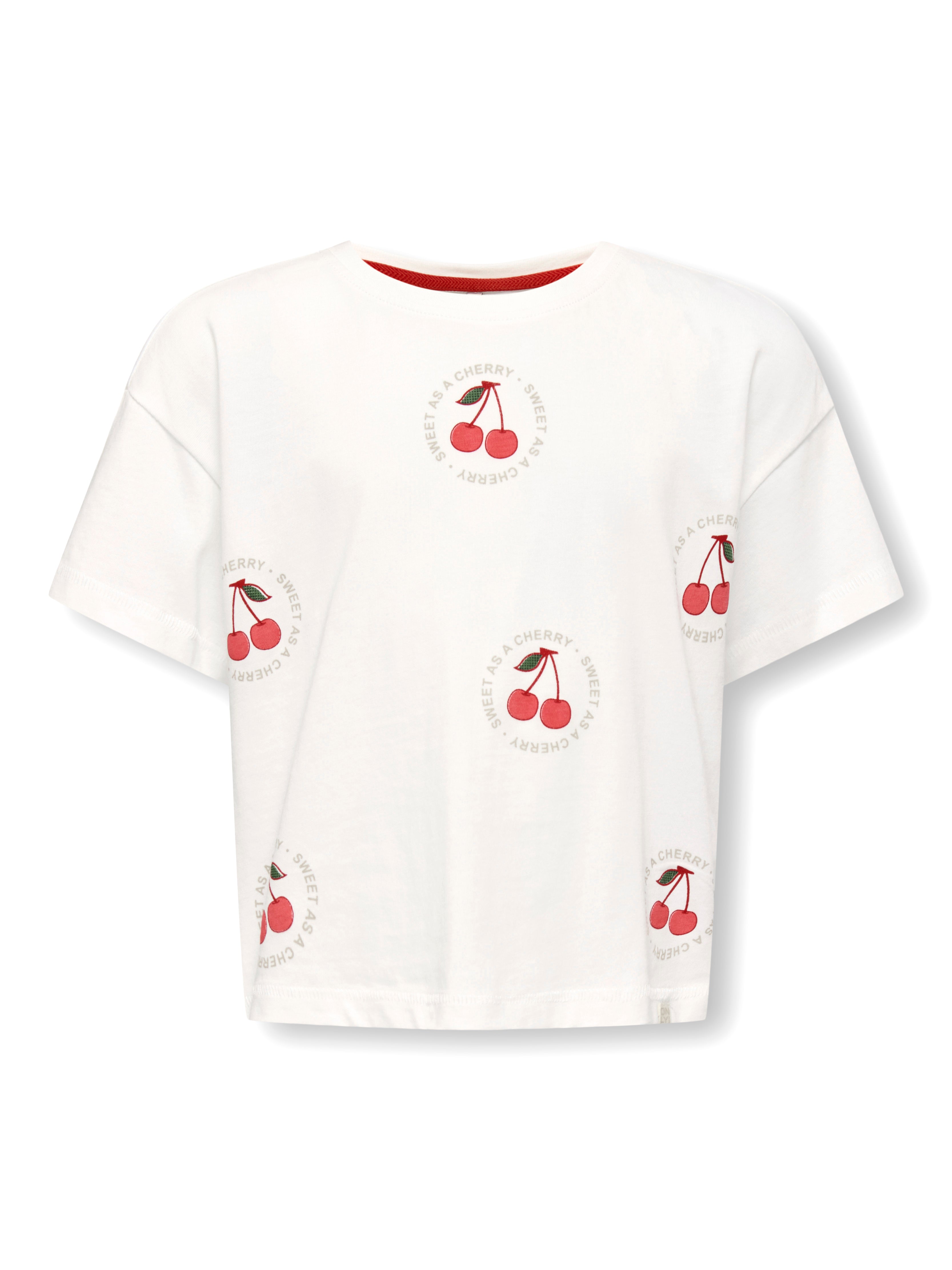Only Mini Charlotte Life Ss Loose Top Cloud Dancer Fruit 92 Cm