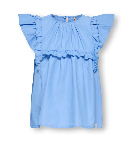 Only Mini Clare Ss Ruffle Top Cornflower Blue 92 Cm