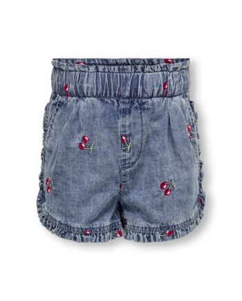 Only Mini Dandy Cherry Frill Denim Shorts Medium Blue Denim 92 Cm