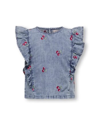 Only Mini Dandy Frill Cherry Top Medium Blue Denim 92 Cm