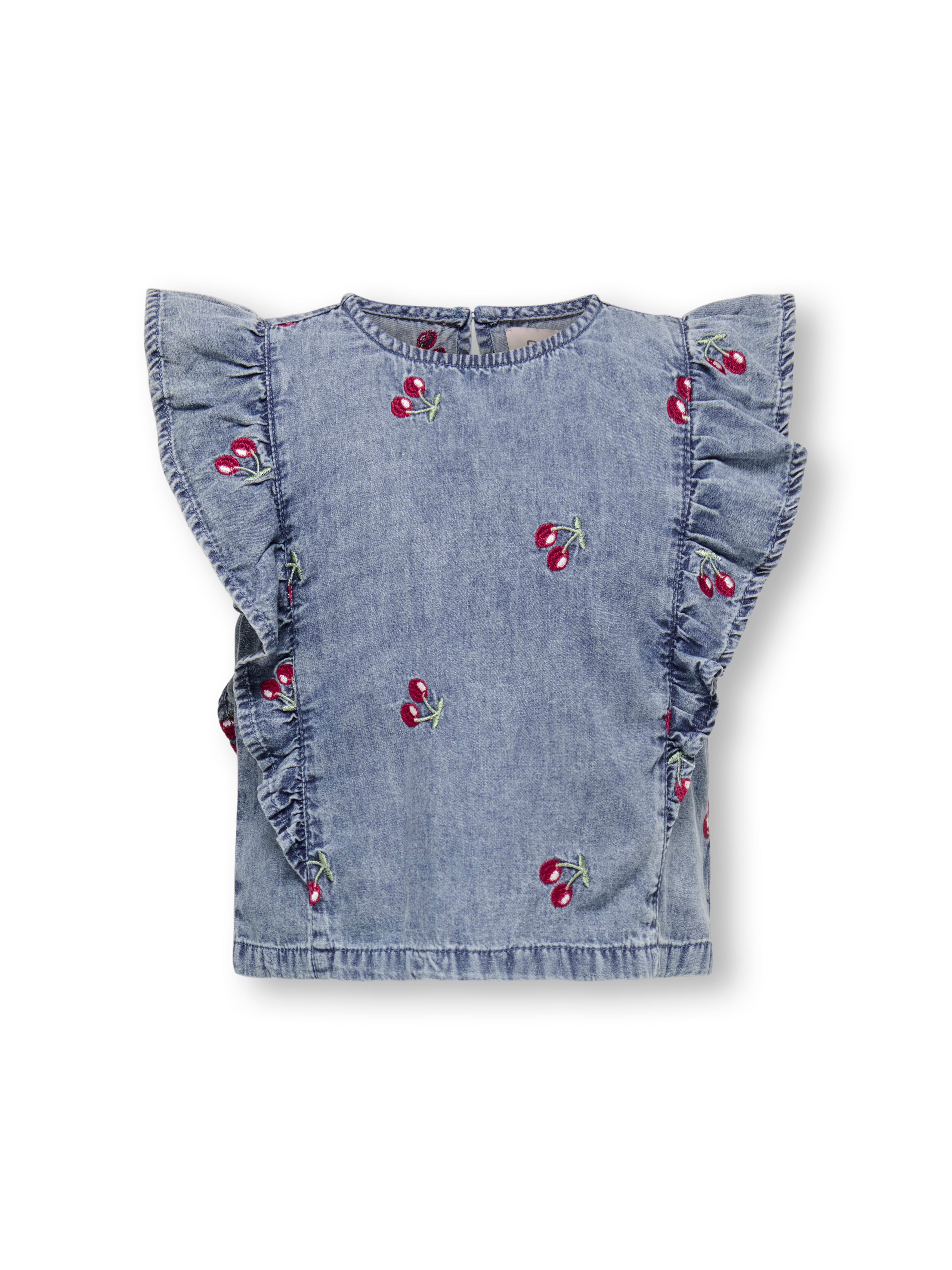 Only Mini Dandy Frill Cherry Top Medium Blue Denim 92 Cm