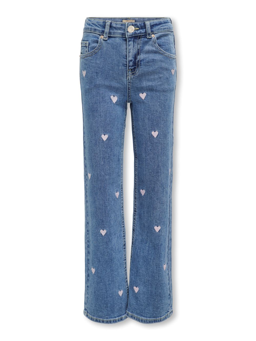 Only Mini Juicy Wide Leg Heart Jeans Light Medium Blue Denim 92 Cm