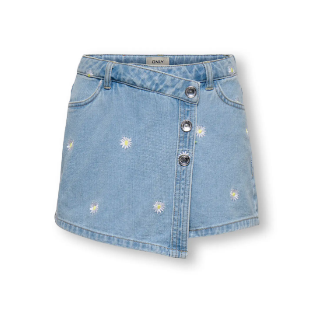 Only Mini Lesly Daisy Denim Skort Light Blue Denim 92 Cm