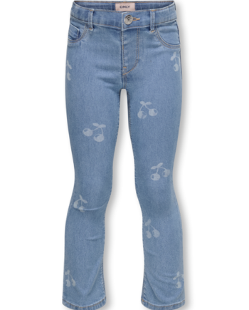 Only Mini Mila-iris Flared Cherry Jeans Light Blue Denim 92 Cm
