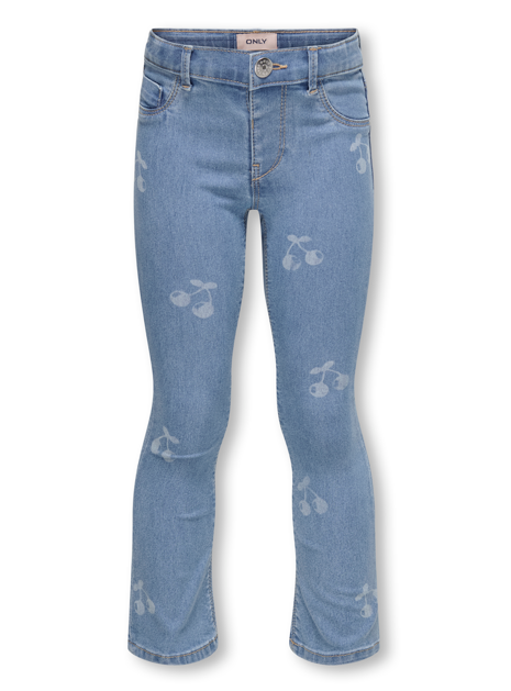 Only Mini Mila-iris Flared Cherry Jeans Light Blue Denim 92 Cm