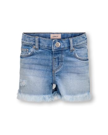 Only Mini Robyn Vintage Palm Denim Shorts Light Blue Denim 92 Cm
