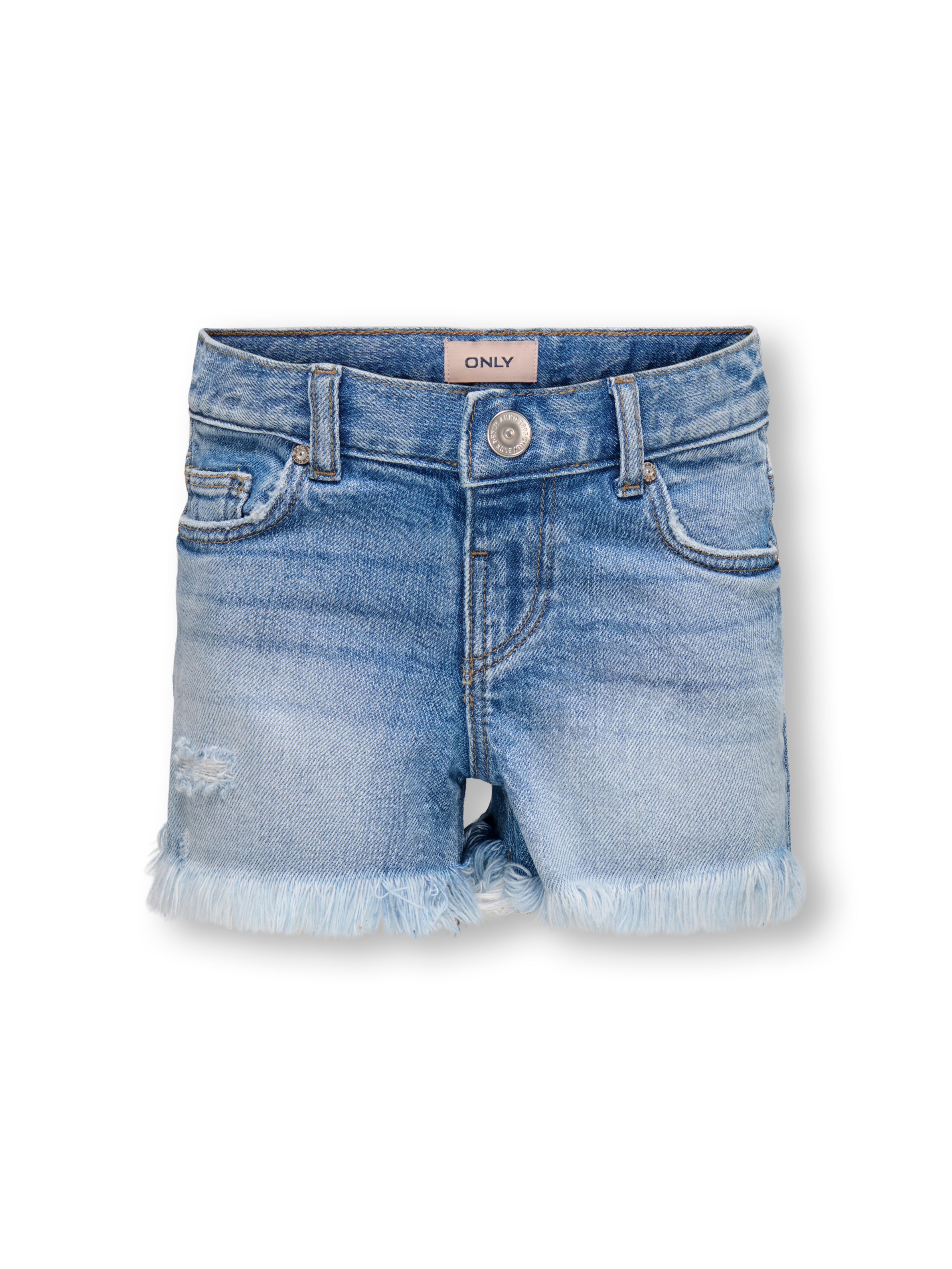 Only Mini Robyn Vintage Palm Denim Shorts Light Blue Denim 92 Cm