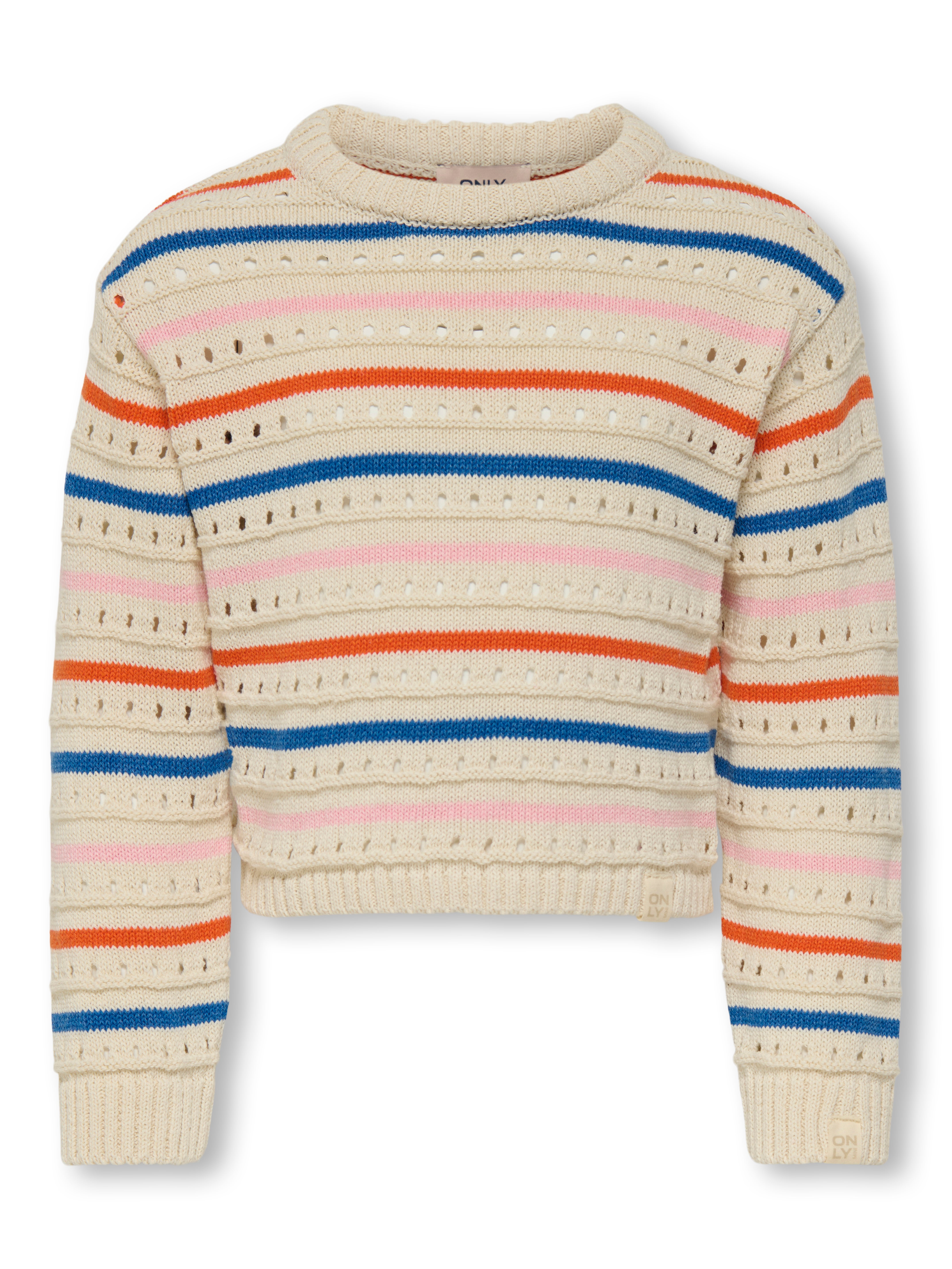 Only Mini Stina Life Stripe Knit Tofu Bleached Mauve 92 Cm