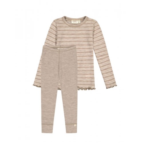 Pigesæt 100 Merino Uld Oeko-texâ Langærmet -shirt Leggings 1x1 Rib