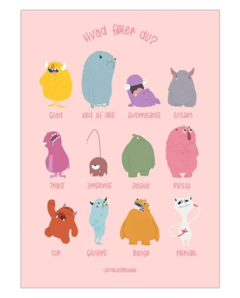 Plakat De Tolv Følelser Pink 50x70
