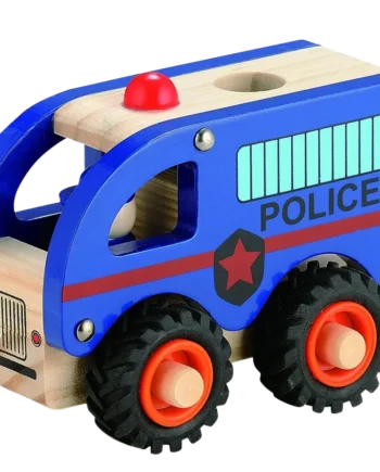 Politibus   Træ Med Gummihjul