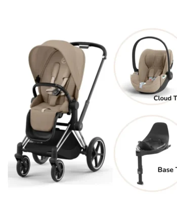 Priam Klapvogn Inkl  Cloud   Og Base Cozy Beige Chrome Black Plus