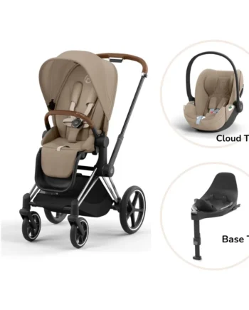 Priam Klapvogn Inkl  Cloud   Og Base Cozy Beige Chrome Brown Plus