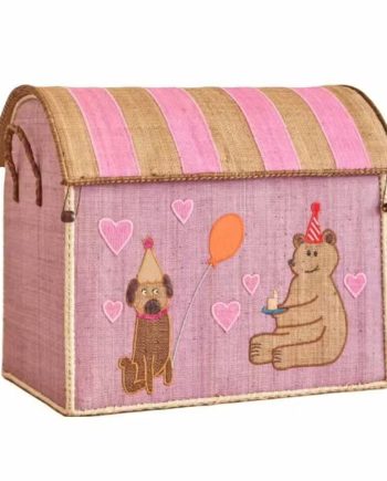 Rice Opbevaringskurv Party Animals Pink Stor