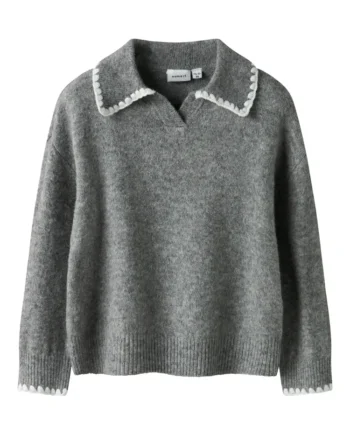 Rikasa Strikket Polo Grey Melange  116