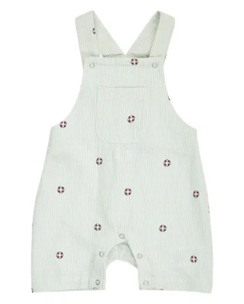 Seersucker Stribede Overalls Tofu  Ocean  Mineral Red 86