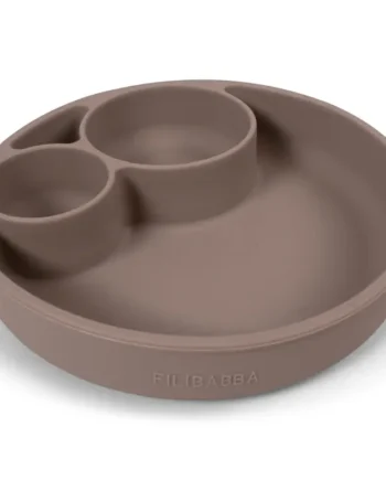 Silikone Tallerken Ruminddelt Warm Grey