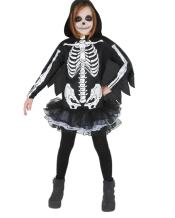 Skeleton Pige Kostume  -10 år