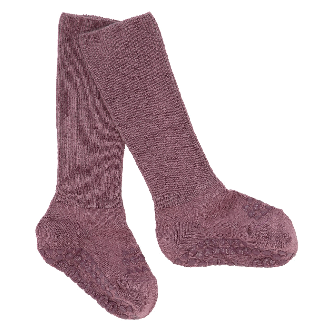 Skridsikre Strømper Bambus Misty Plum -12 Mdr