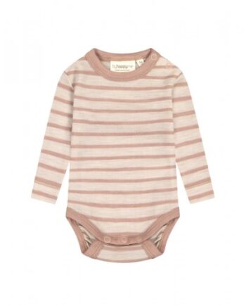 Stribet Body   1x1 Rib Med Knapper   100  Merino Uld  Oeko-texâ  56 Nature Soft Rose Melange